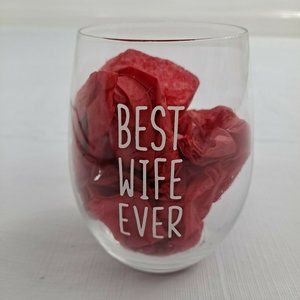 Best Wife Ever Stemless Wine Glass Clear White